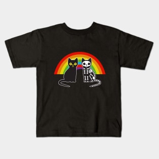 Rainbow Cats Skull Kids T-Shirt